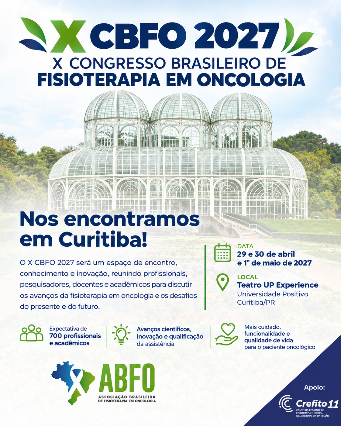 PARANÁ: CONGRESSO BRASILEIRO DE FISIOTERAPIA EM ONCOLOGIA - X CBFO 2027 CURITIBA